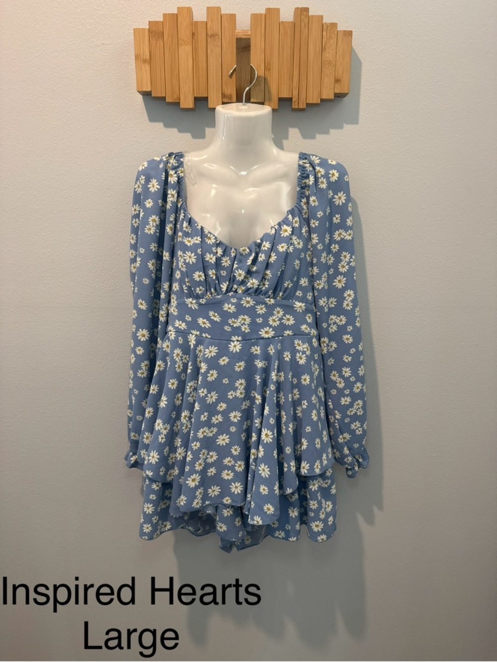 Inspire Light Blue Daisy-Print Rompers